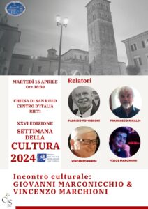 XXVI Edizione della Settimana della Cultura a Rieti: Omaggio a Giovanni Marconicchio e Vincenzo Marchioni